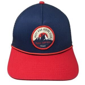 Official Trucker Hat Blue Red OSFM Rope Mountain Most High Hiking Club 420 Mesh